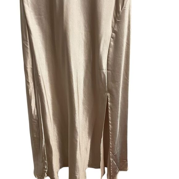 HELLO MOLLY The Valentina Cap Sleeve Satin Maxi Dress Champagne Size 4 NWT - Picture 6 of 9